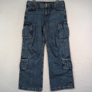 Aeropostale Utility Cargo Jeans Women's 10R Baggy Wide Leg High Rise Denim Y2K